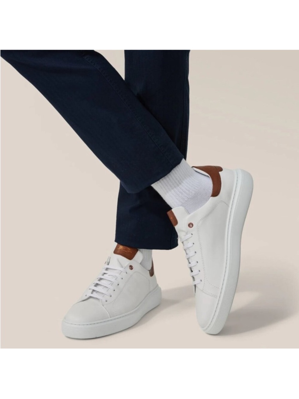 Good Man Brand Legend London White Dark Vachetta Edge Italy Sneakers Men's 10.5